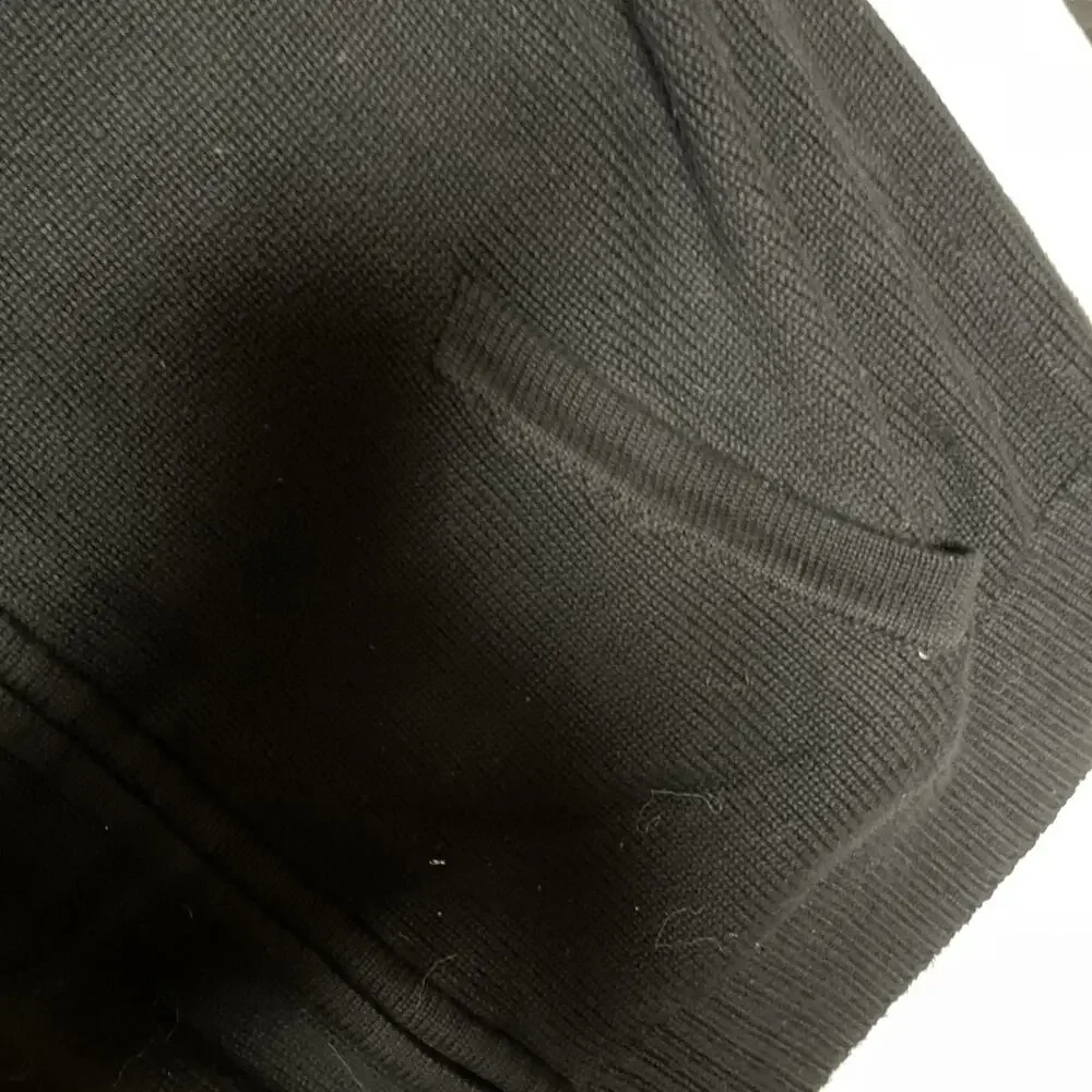 LL Bean Sweater Mens MED Tall Black Mock Neck Ribbed Knit Full Zip Cardigan